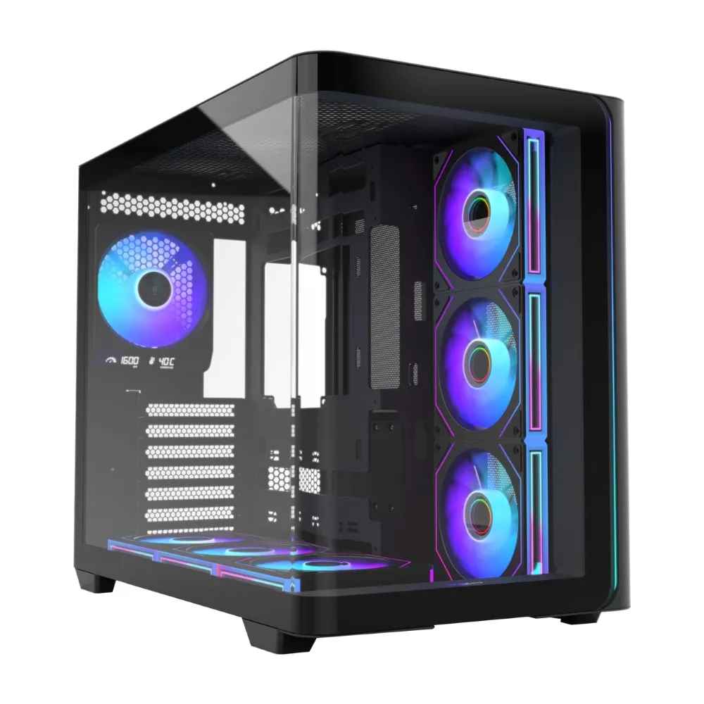 FSP 全漢全漢FSP M580 PRO 一體式曲面海景機殼 黑/白 (ATX/液晶風扇/內附無限鏡風扇6個/背插/5090顯卡)